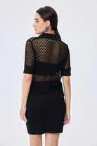 Peraluna-Ava Ajurlu Polo Yaka Kadın Triko Bluz Si̇yah-Bluz-9-Milagron.com