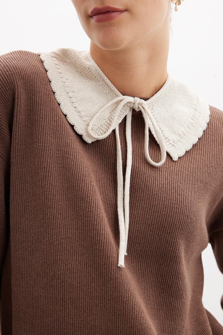 Peraluna Ayla Knit Collar Kadın Triko Yakalık - Ekru