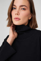 Peraluna-Balıkçı Yaka Boğazlı Bol Kesim Kadın Triko Kazak-Kazak & Triko-10-Milagron.com