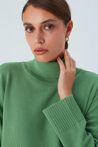 Peraluna-Balıkçı Yaka Boğazlı Bol Kesim Kadın Triko Kazak-Kazak & Triko-14-Milagron.com