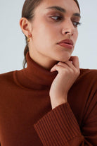 Peraluna-Balıkçı Yaka Boğazlı Bol Kesim Kadın Triko Kazak-Kazak & Triko-23-Milagron.com