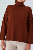 Peraluna-Balıkçı Yaka Boğazlı Bol Kesim Kadın Triko Kazak-Kazak & Triko-24-Milagron.com