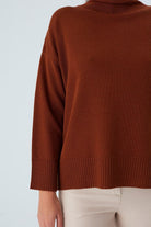 Peraluna-Balıkçı Yaka Boğazlı Bol Kesim Kadın Triko Kazak-Kazak & Triko-25-Milagron.com