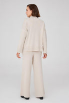 Peraluna-Balıkçı Yaka Boğazlı Bol Kesim Kadın Triko Kazak-Kazak & Triko-40-Milagron.com