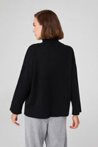 Peraluna-Balıkçı Yaka Boğazlı Bol Kesim Kadın Triko Kazak-Kazak & Triko-43-Milagron.com