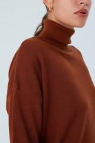 Peraluna-Balıkçı Yaka Boğazlı Bol Kesim Kadın Triko Kazak-Kazak & Triko-46-Milagron.com