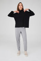 Peraluna-Balıkçı Yaka Boğazlı Bol Kesim Kadın Triko Kazak-Kazak & Triko-8-Milagron.com