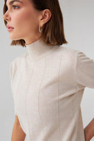 Peraluna-Balıkçı Yaka Kısa Kollu İnce Basic Kadın Triko Bluz-Top-46-Milagron.com