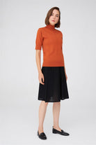 Peraluna-Balıkçı Yaka Kısa Kollu İnce Basic Kadın Triko Bluz-Top-50-Milagron.com