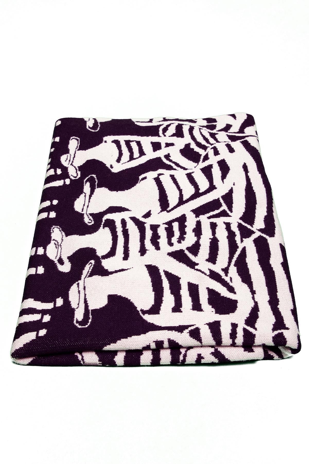 Peraluna Beach Girls Beach Towel Jakarlı Pamuklu Plaj Örtüsü - Siyah/Beyaz