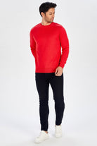 Peraluna-Bisiklet Yaka Basic Erkek Kazak Kırmızı-Kazak & Triko-1-Milagron.com