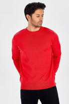 Peraluna-Bisiklet Yaka Basic Erkek Kazak Kırmızı-Kazak & Triko-2-Milagron.com