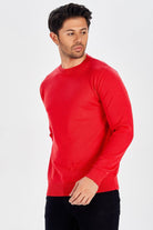 Peraluna-Bisiklet Yaka Basic Erkek Kazak Kırmızı-Kazak & Triko-4-Milagron.com