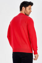 Peraluna-Bisiklet Yaka Basic Erkek Kazak Kırmızı-Kazak & Triko-5-Milagron.com