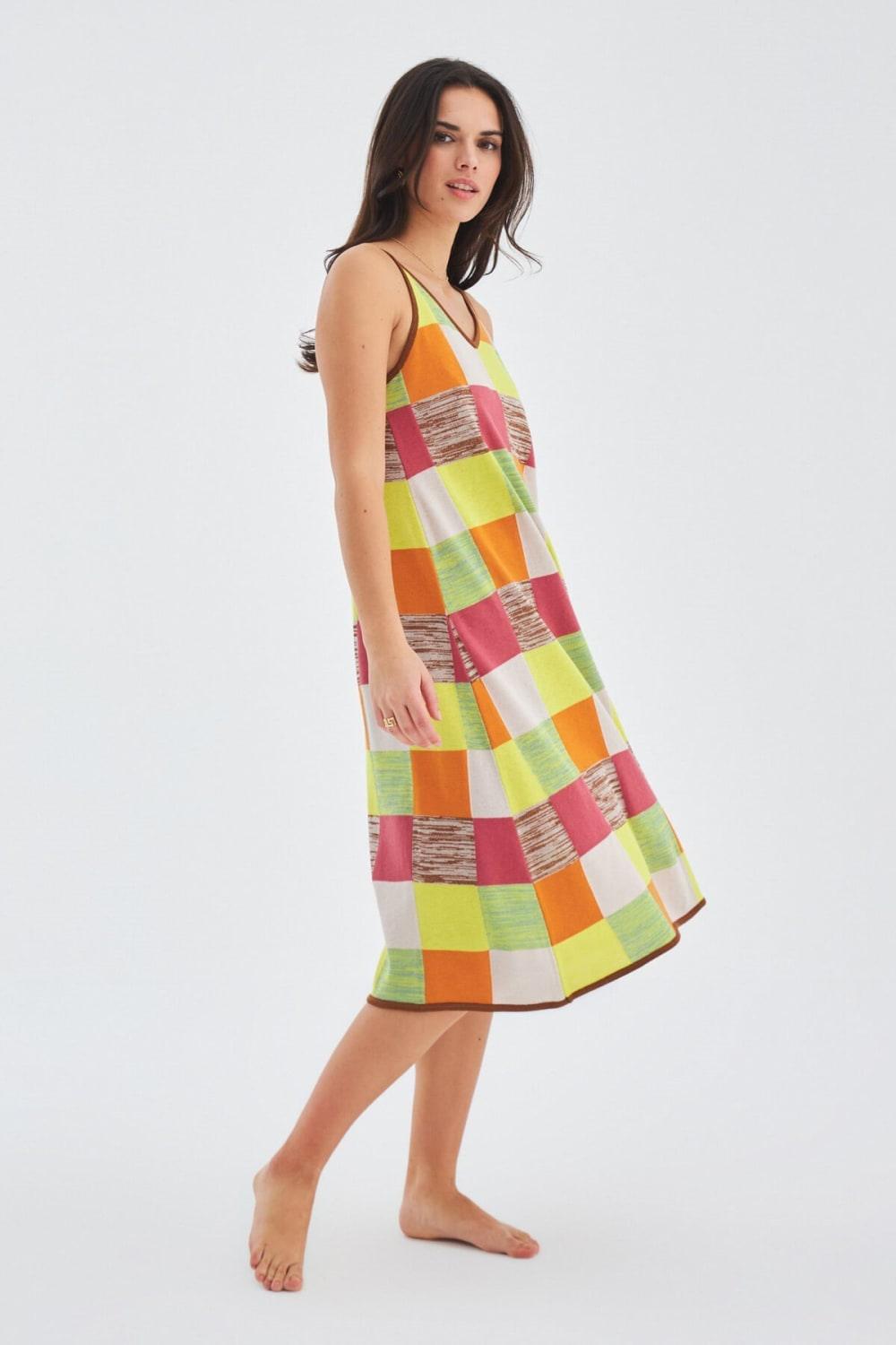 Peraluna-Bonjo Dress Askılı Yazlık Kadın Triko Elbise-Elbise-6-Milagron.com