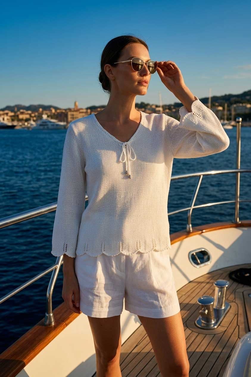 Peraluna Breeze Tunik, Kadın Triko Tunik - Beyaz