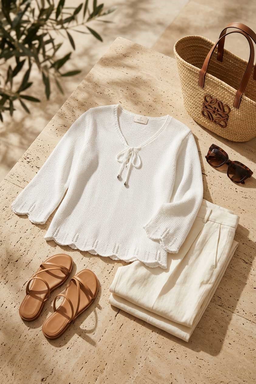 Peraluna Breeze Tunik, Kadın Triko Tunik - Beyaz