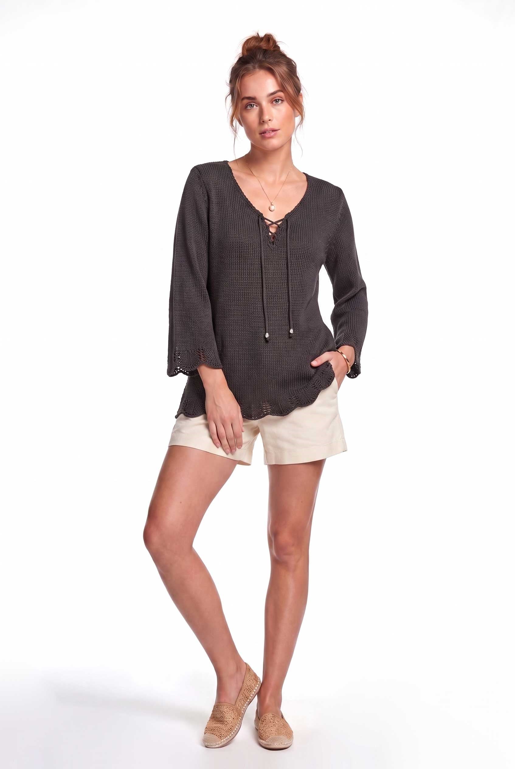 Peraluna Breeze Tunik, Kadın Triko Tunik - Koyu Kahve
