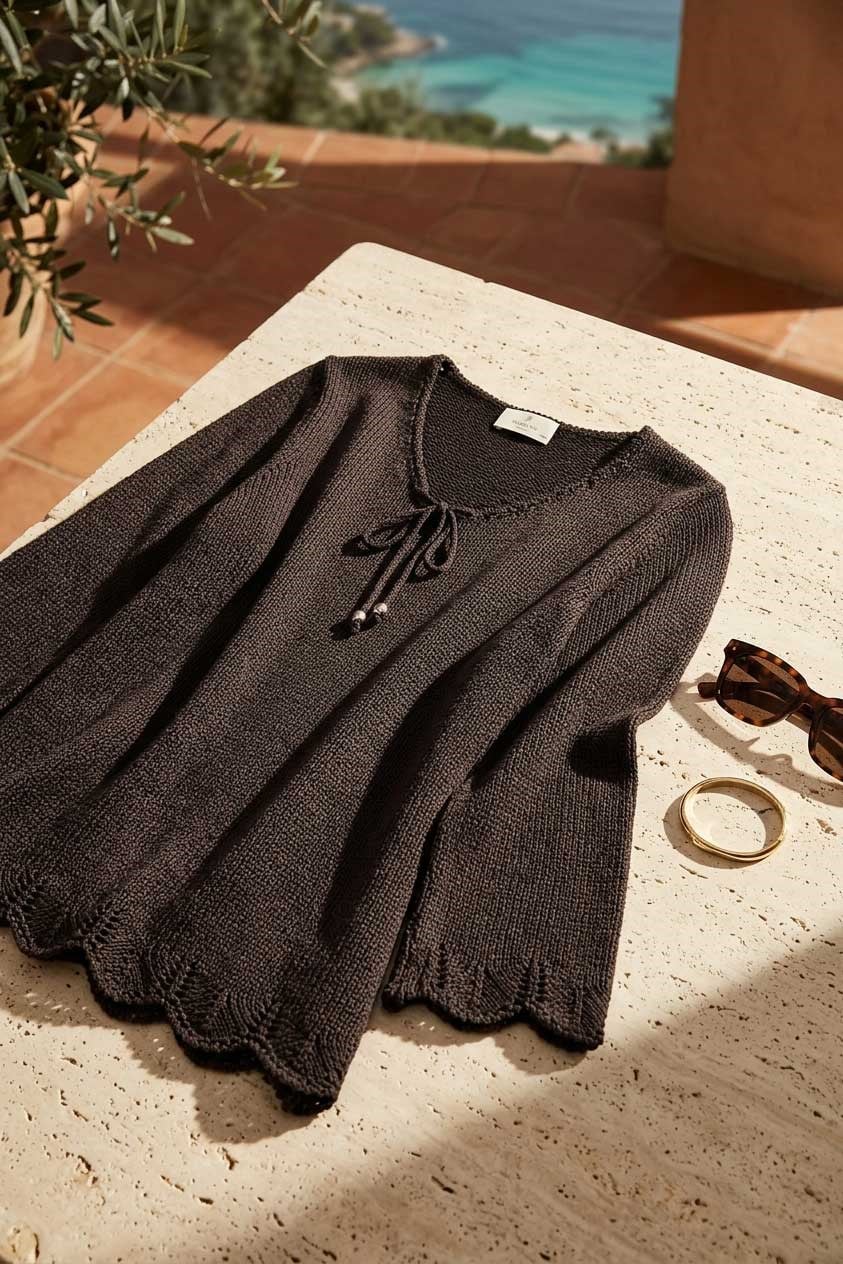 Peraluna Breeze Tunik, Kadın Triko Tunik - Koyu Kahve