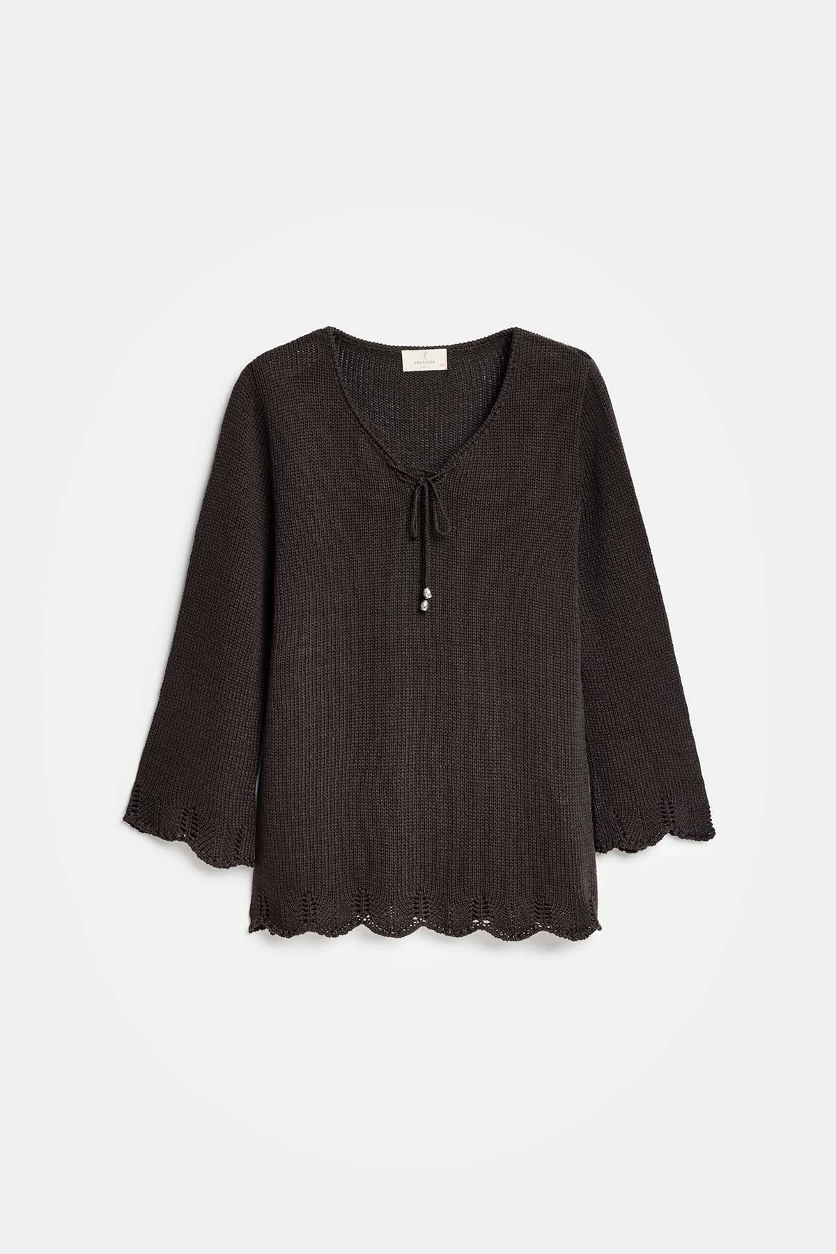 Peraluna Breeze Tunik, Kadın Triko Tunik - Koyu Kahve