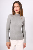 Peraluna-Briar Rib Örgü Fit Kalıp Kadın Triko Kazak Gri Melanj-Kazak & Triko-2-Milagron.com