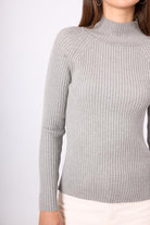 Peraluna-Briar Rib Örgü Fit Kalıp Kadın Triko Kazak Gri Melanj-Kazak & Triko-4-Milagron.com