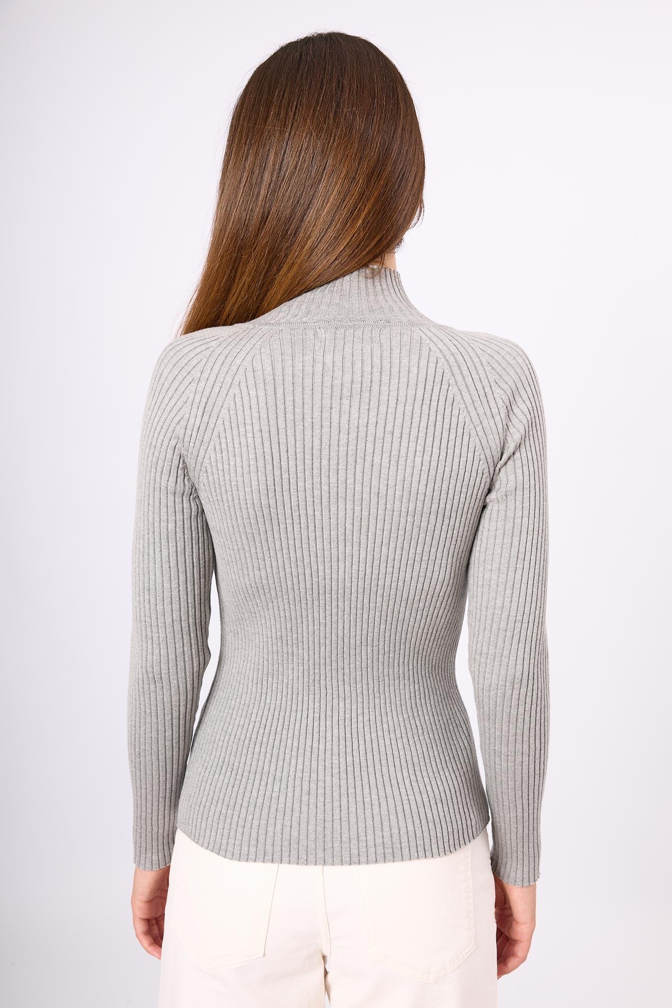 Peraluna-Briar Rib Örgü Fit Kalıp Kadın Triko Kazak Gri Melanj-Kazak & Triko-8-Milagron.com