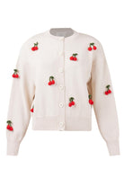 Peraluna Cherry Cardigan Organik Pamuk Kiraz İŞlemeli Kadın Hırka - Krem