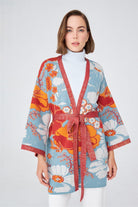 Peraluna-Çicek Desenli Bol Kesim Pamuklu Kadın Triko Kimono -Kimono-1-Milagron.com