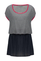 Peraluna-Çizgili Kayık Yaka Yazlık Kadın Triko Elbise-Elbise-7-Milagron.com