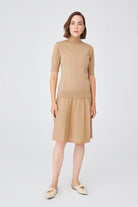 Peraluna-Çizgili Yüksek Bel Bol Kesim Triko Etek-Etek-1-Milagron.com