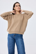 Peraluna-Cleo Düz Örgü Kadın Mevsimlik Triko Kazak Kamel-Kazak & Triko-3-Milagron.com