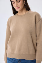 Peraluna-Cleo Düz Örgü Kadın Mevsimlik Triko Kazak Kamel-Kazak & Triko-5-Milagron.com