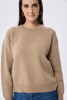 Peraluna-Cleo Düz Örgü Kadın Mevsimlik Triko Kazak Kamel-Kazak & Triko-6-Milagron.com