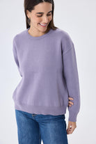 Peraluna-Cleo Düz Örgü Kadın Mevsimlik Triko Kazak Lila-Kazak & Triko-3-Milagron.com