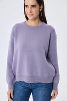 Peraluna-Cleo Düz Örgü Kadın Mevsimlik Triko Kazak Lila-Kazak & Triko-4-Milagron.com