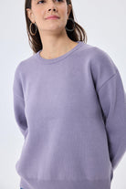 Peraluna-Cleo Düz Örgü Kadın Mevsimlik Triko Kazak Lila-Kazak & Triko-7-Milagron.com