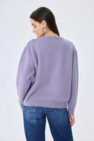 Peraluna-Cleo Düz Örgü Kadın Mevsimlik Triko Kazak Lila-Kazak & Triko-8-Milagron.com