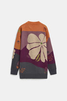 Peraluna-Peraluna Charlotte Pullover Bisiklet Yaka Göz Desen Çok Renkli Organik Pamuk Kadın Triko Kazak - Kiremit Multi-Kazak & Triko-11-Milagron.com