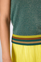 Peraluna-Delight Halter Yaka Çizgili Simli Kadın Triko Bluz Zümrüt Multi-Bluz-4-Milagron.com