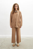 Peraluna-Denise Cardigan Polo Yaka Geniş Kesim Pamuk Yün Kadın Triko Hırka-Kazak & Triko-6-Milagron.com