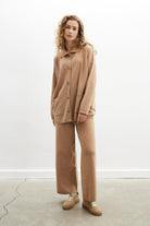 Peraluna-Denise Cardigan Polo Yaka Geniş Kesim Pamuk Yün Kadın Triko Hırka-Kazak & Triko-7-Milagron.com