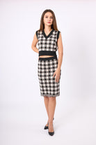 Peraluna-Diana Pötikare Kadın Krop Kesim Triko Süveter Siyah/Ekru-Kazak & Triko-1-Milagron.com