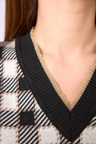 Peraluna-Diana Pötikare Kadın Krop Kesim Triko Süveter Siyah/Ekru-Kazak & Triko-4-Milagron.com