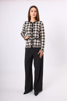 Peraluna-Diana Pötikare Kadın Triko Ceket Siyah/Ekru-Ceket-1-Milagron.com