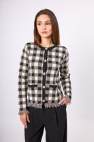 Peraluna-Diana Pötikare Kadın Triko Ceket Siyah/Ekru-Ceket-2-Milagron.com