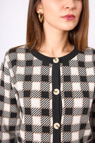 Peraluna-Diana Pötikare Kadın Triko Ceket Siyah/Ekru-Ceket-3-Milagron.com