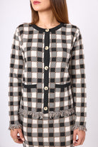 Peraluna-Diana Pötikare Kadın Triko Ceket Siyah/Ekru-Ceket-6-Milagron.com