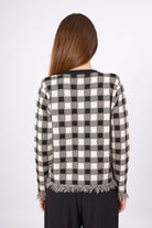 Peraluna-Diana Pötikare Kadın Triko Ceket Siyah/Ekru-Ceket-9-Milagron.com