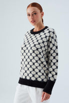 Peraluna-Donna Pullover Petek Desenli Kadın Triko Kazak-Kazak & Triko-4-Milagron.com